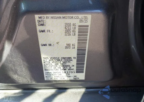 2015 Nissan Altima 2.5 S из США, поврежденный, VIN 1N4AL3AP5FC583705